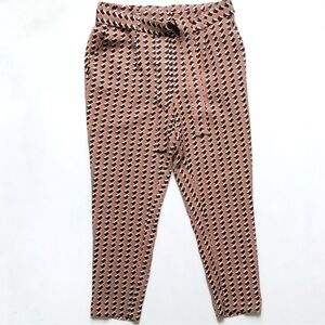 One by Chapter One Geometric Pink Paperbag Ankle Pants Size Medium